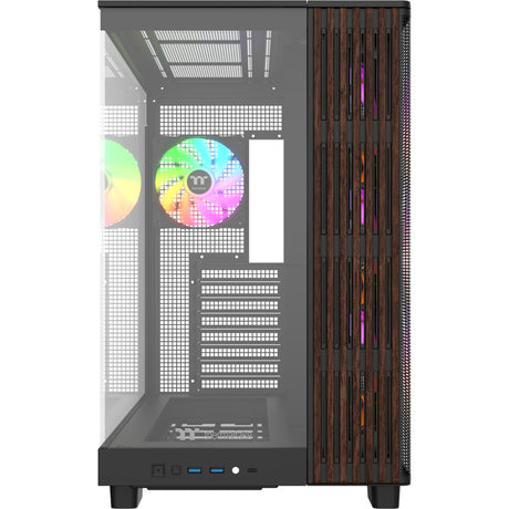 Thermaltake View 380 XL WS ARGB MIDI Tower Gehäuse (schwarze Holzfarbe | 2x USB-A | 1x USB-C | RGB | gehärtetes Glas)