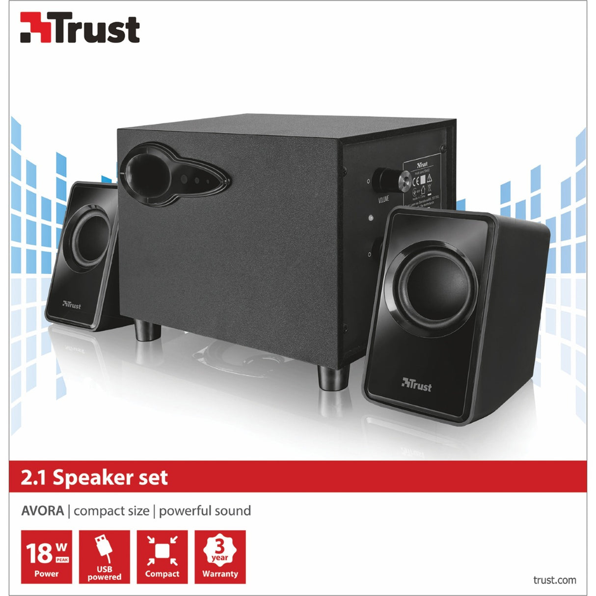 Trust Avora 2.1 Subwoofer-Lautsprecherset PC-Lautsprecher (schwarz, 20442)