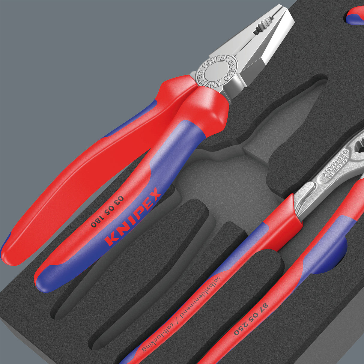 Wera 9784 Moosgummieinlage mit Knivex Zangenset VDE 1, 3-teiliges Zangenset (schwarz grau)