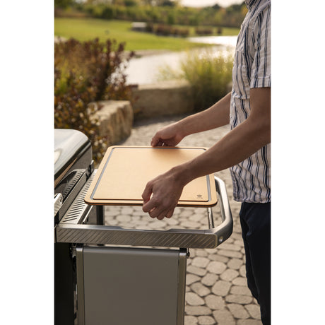 Weber Works Schneidebrett und Aufbewahrungsbox (graubraun, zum Platzieren im Works-Beistelltisch)