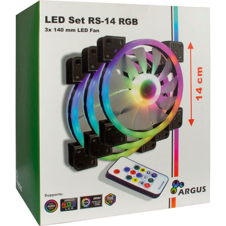 Inter-Tech Argus RGB-Lüfter-Set RS-14 Gehäuselüfter (schwarz, 3 Stück, 140 x 140 x 25 mm, PWM)