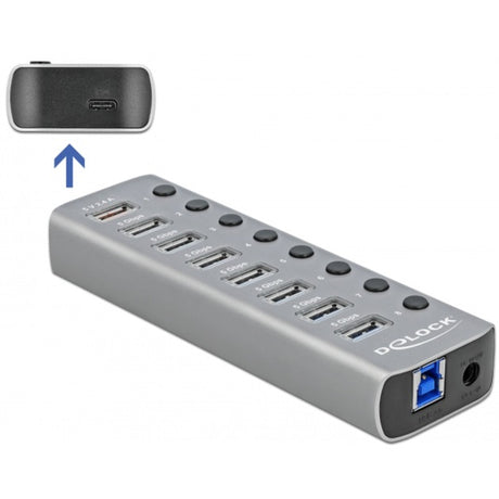 Delock USB 3.2 Gen 1 Hub mit 7 Ports USB Hub (grau)