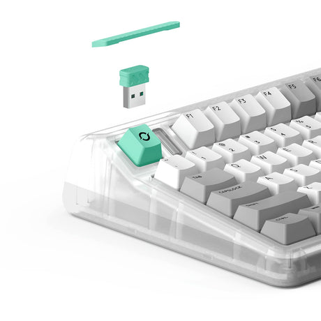Iqunix OG80 kabellose mechanische Wurmloch-Tastatur (grau, US-Layout (QWERTY), Cherry MX Brown, 80 % (TKL), RGB-LEDs, Hot-Swap-fähig, PBT, 2,4 GHz | Bluetooth 5.1 | USB-C)