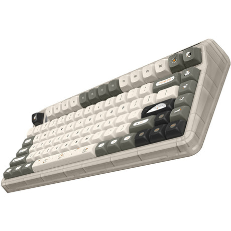 Iqunix OG80 Hitchhiker kabellose mechanische Tastatur (grau, US-Layout (QWERTZ), Cherry MX Silent Red, 80 % (TKL), RGB-LEDs, Hot-Swap-fähig, PBT, 2,4 GHz | Bluetooth 5.1 | USB-C)