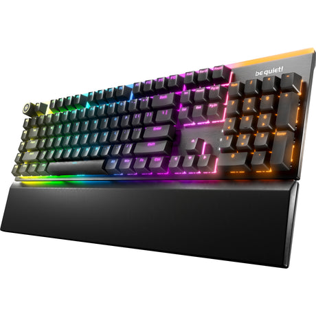 Ruhig sein! Leicht montierte Silent Linear RGB mechanische Gaming-Tastatur (schwarz, US-Layout (QWERTY), Silent Linear, 100 %, ArGB, PBT Double-Shot-Tastenkappen)