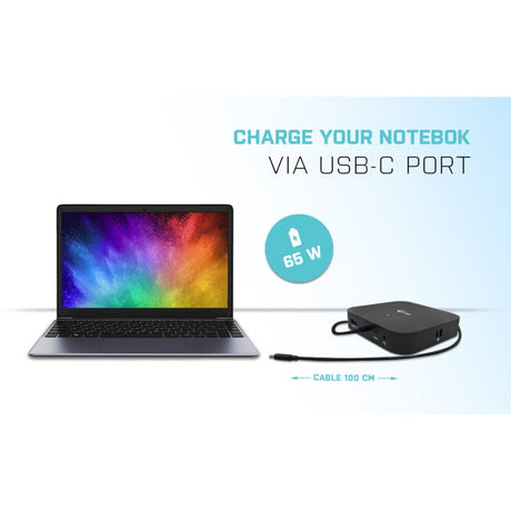 I-tec USB-C HDMI DP Dockingstation mit Stromversorgung 65 W + Universal-Ladegerät 77 W (schwarz)