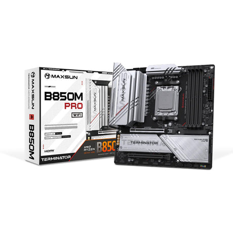 Maxsun MS-Terminator B850M Pro WiFi Sockel AM5 Mainboard (schwarz, RAID, 2,5 GB-LAN, WLAN, BT, Sound, µATX)