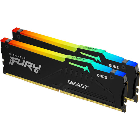 Kingston Fury Beast RGB 64 GB DDR5-5600 (2x 32 GB) RAM (schwarz, KF556C36bbe2ak2-64, XMP 3.0, Expo)