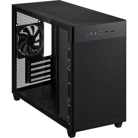 Asus Prime Ap201 Mini-Tower-Gehäuse (schwarz | 2x USB-A | 1x USB-C | gehärtetes Glas)