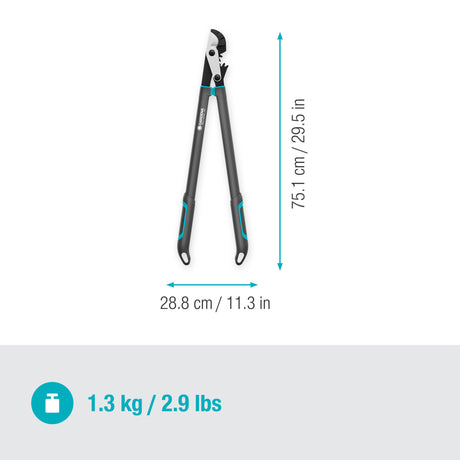 Gardena Amboss-Gartenschere Energycut Pro L, mit Ambossschliff (grautürkis, 75cm, für trockenes Holz)