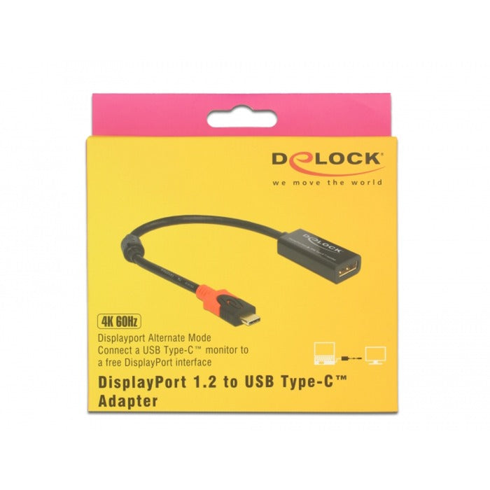 Delock DisplayPort Adapter für USB-C Monitor 4k (schwarz, 0,2 Meter)