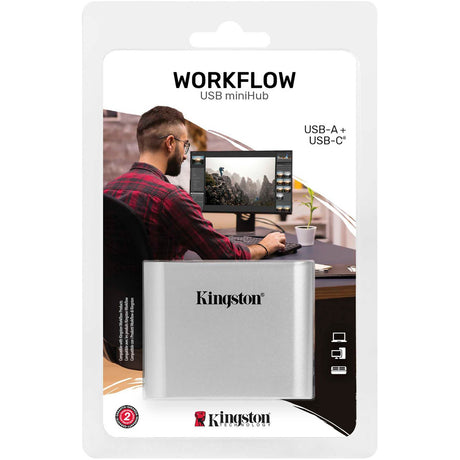 Kingston Workflow USB Mini Hub Dockingstation (Silber Schwarz, USB-C, USB-A)