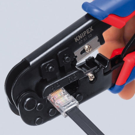 Knipex Crimpzange 97 51 10 sb (blau rot, RJ-11 12 und RJ-45 Stecker)