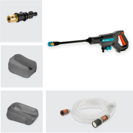 Gardena Aquaclean 24 18 V P4A Solo Hochdruckreiniger (Grau Türkis, 14800-55, Batterie nicht im Lieferumfang enthalten)