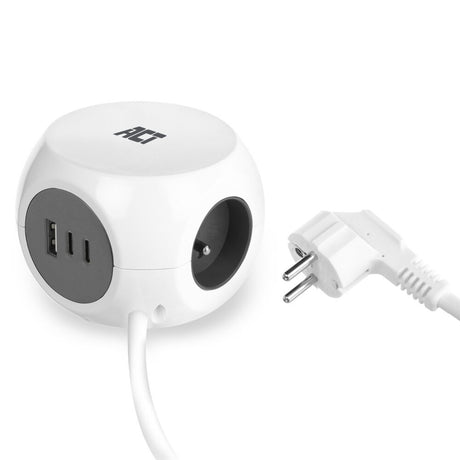 Act-Konnektivität: Act-Steckdosenleiste mit 3 Steckdosen, 30 W Stromversorgung, USB-C-A-Anschlüssen, Kabellänge 1,5 m, AC2425