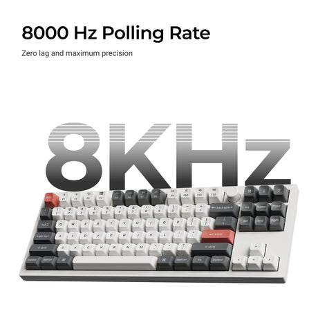 Keychron Q3 Ultra-M3 8K kabellose, benutzerdefinierte mechanische Tastatur (Schwarz, US-Layout (QWERTY), Seidenpombraun, 80 % (TKL), RGB, Hot-Swap, 8K, 2,4 GHz | Bluetooth 5.2 | USB-C)