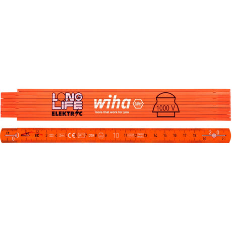 Wiha Elektriker-Gliedermaßstab Longlife 2m Messlatte (Orange)