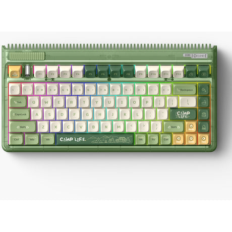 Iqunix OG80 Camping kabellose mechanische Tastatur (grün, US-Layout (QWERTY), Cherry MX Rot, 80 % (TKL), RGB-LEDs, Hot-Swap-fähig, PBT, 2,4 GHz | Bluetooth 5.1 | USB-C)