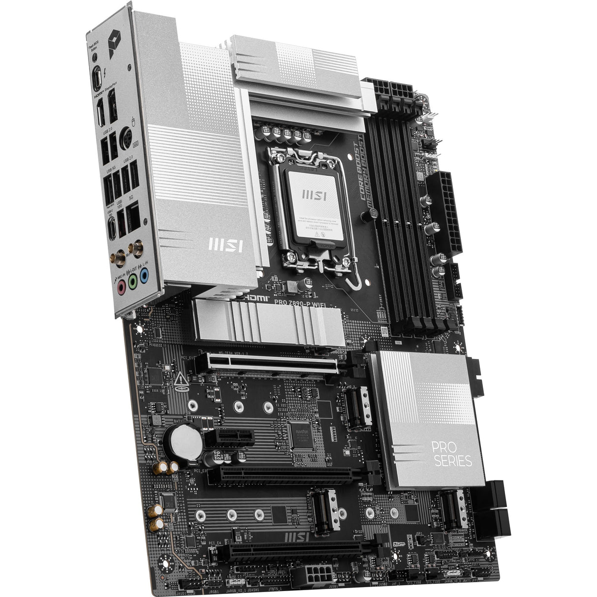 MSI Pro Z890-P WiFi Socket 1851 Mainboard (Schwarz Silber, RAID, 5GB-LAN, WiFi 7, BT, Sound, ATX)