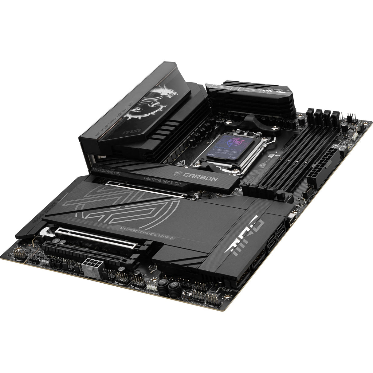 Msi mpg x870e carbon wifi socket am5 moederbord (raid, 5gb-lan, 2,5gb-lan, wi-fi 7, bt, sound, atx)