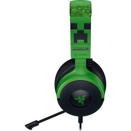 Razer kraken v4 x - minecraft edition over-ear gaming headset (zwart groen, pc, playstation 5, nintendo switch)