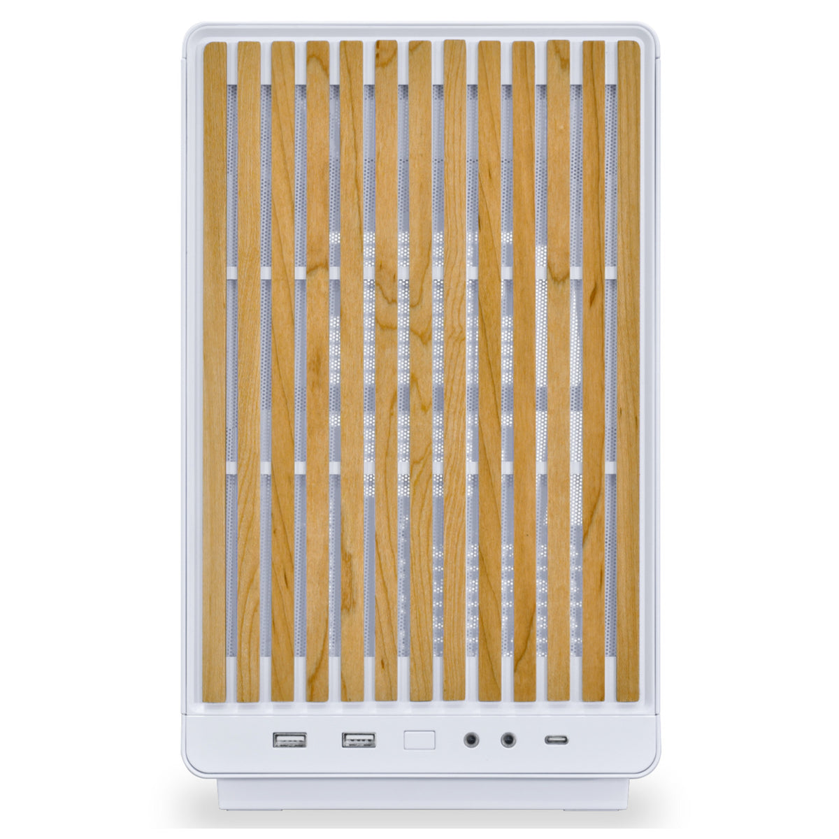 Lian li a3-matx weiß (Wood Edition) Midi-Tower-Gehäuse (weiße Holzfarbe | 2x USB-A | 1x USB-C | gehärtetes Glas)