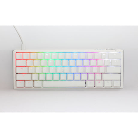 Ducky One 3 klassische reinweiße mechanische Mini-RGB-Tastatur (weiß, US-Layout (QWERTZ), Cherry MX-Rot, 60 %, RGB-LED, Double-Shot-PBT, Hot-Swap-fähig, Quack-Mechanik)