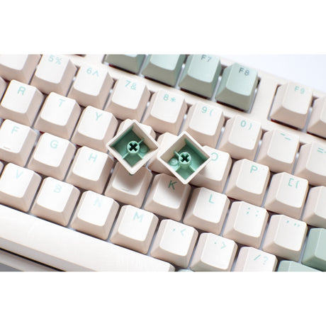 Mechanische Tastatur Ducky One 3 Matcha TKL (Creme, US-Layout (QWERTY), Cherry MX Blue, 80 % (TKL), PBT Double Shot, Hot Swap)