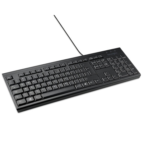 Kensington kb100 eq wired full size keyboard (zwart, eu lay-out (qwerty), membraan)