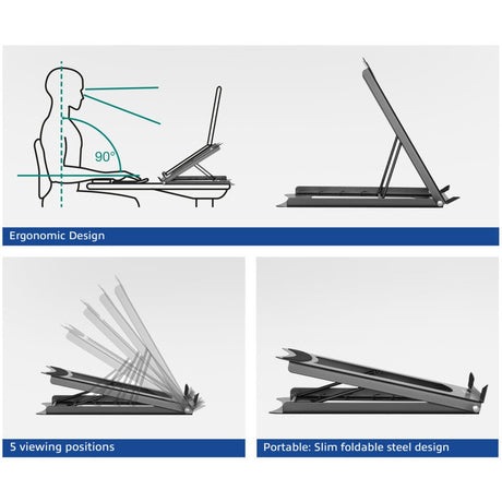 Act Connectivity Laptopständer, klappbar, 5-fach höhenverstellbar (schwarz)