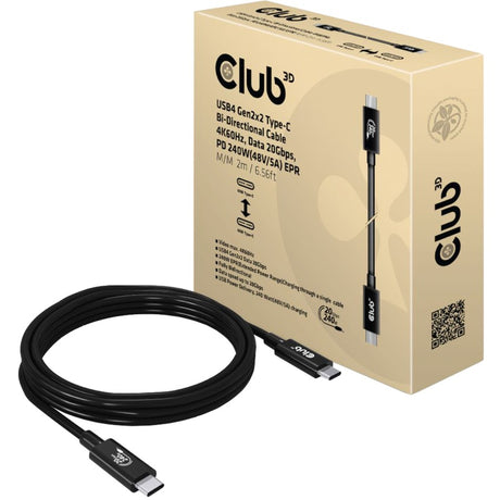 Club 3D USB4-C Gen2x2 bidirektionales Kabel (schwarz, 2 Meter)
