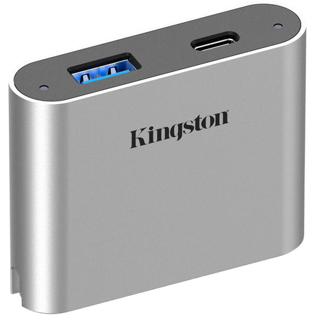 Kingston Workflow USB Mini Hub Dockingstation (Silber Schwarz, USB-C, USB-A)