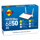 Fritz! box 6850 4g edition international router (wit rood, mesh wi-fi, 4g 3g)