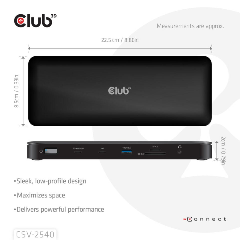 Club 3D 14-1 USB-C Quad-Display-Dockingstation (Schwarz)