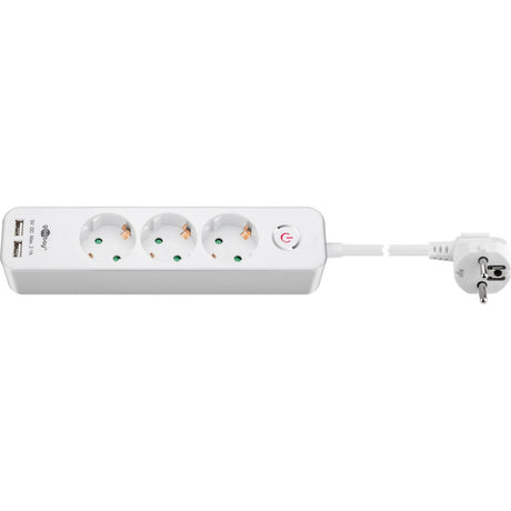 Goobay 3-fach Steckdosenleiste mit Schalter und USB-Steckdosenleiste (weiß, Kabel 1,5 Meter, 2x USB-A)