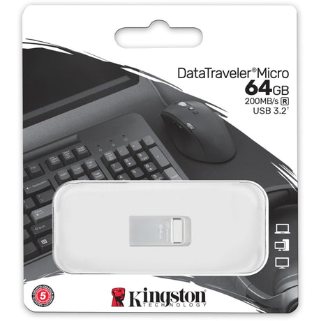 Kingston Data Traveler Micro 64 GB USB-Stick (Silber, dtmc3g2 64 GB, USB 3.2 Gen 1)