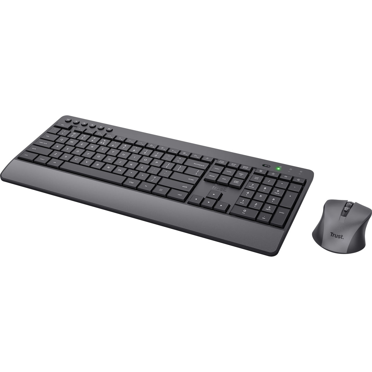 Trust Trezo Comfort kabelloses Tastatur- und Mausset, Desktop-Set (schwarz, US-Layout (QWERTY), 100 %)