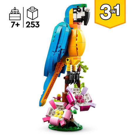 Lego Creator 3in1 exotisches Papageien-Frosch-Fisch-Tierspielzeugset für Kinder – 31136