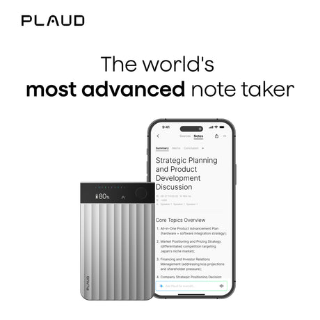 Plaud Note Pro Diktiergerät (Silber, 64 GB, Bluetooth (BLE 5.4), Dualband-WLAN (2,4 GHz 5 GHz))
