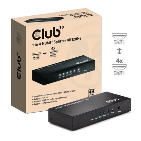 Club 3D HDMI Splitter 1x > 4x HDMI 4K 120Hz (schwarz)