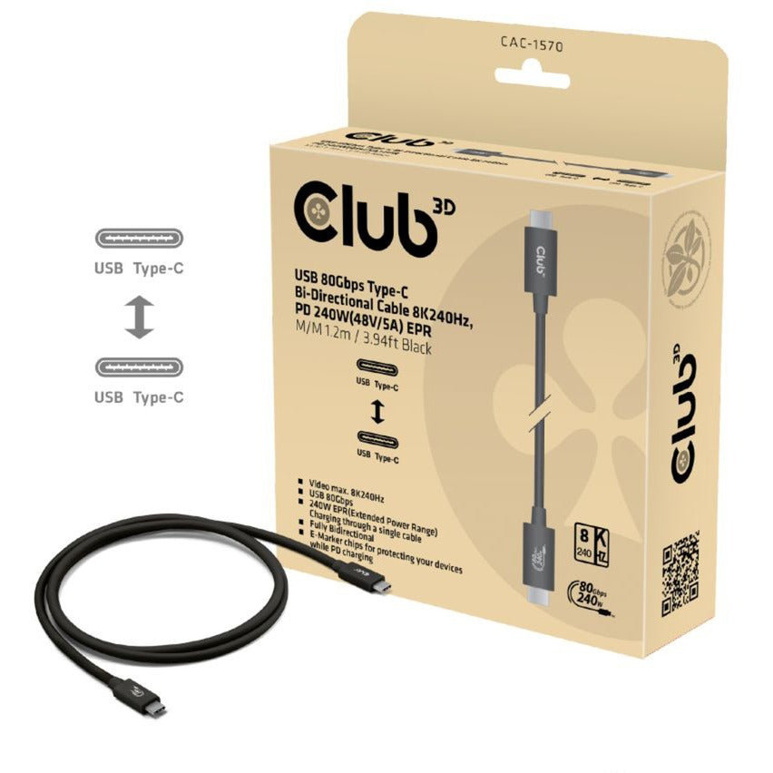 Club 3D USB-C 80 Gbit/s zertifiziert 240 W 8K 240 Hz