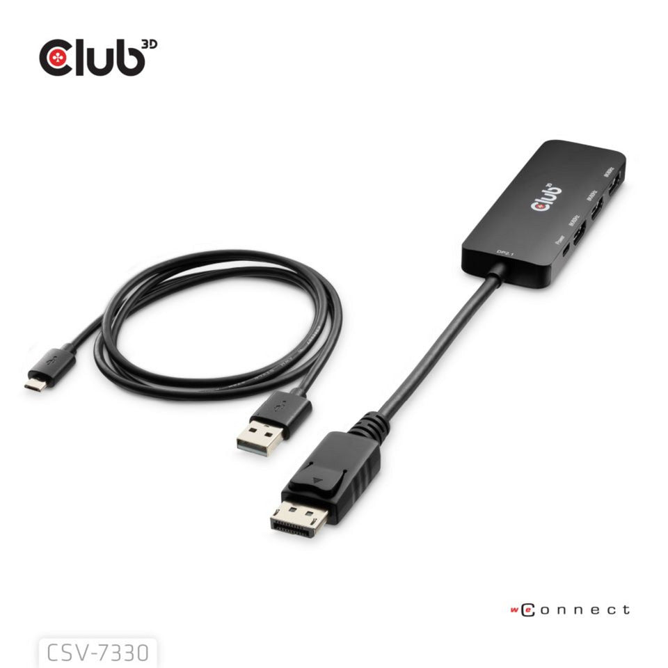 Club 3D Display Port zu Triple HDMI 8K60Hz Hub (Schwarz)