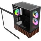 Thermaltake view 170 ws argb mini tower behuizing (zwart houtkleur | 2x usb-a | rgb | window)