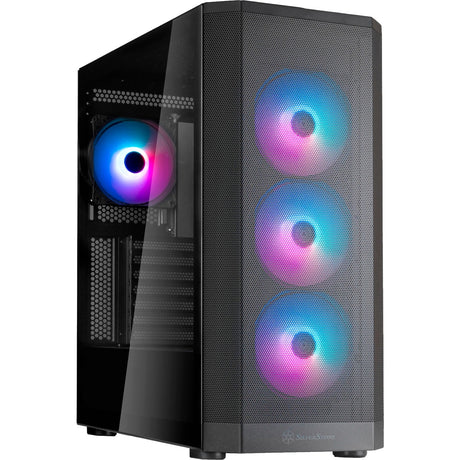 Silverstone Fara 514x Midi Tower Gehäuse (schwarz | 2x USB-A | 1x USB-C | RGB | gehärtetes Glas)