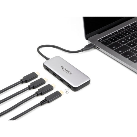 Delock 4-Port USB-C + PD 85 Watt USB-Hub (grau)