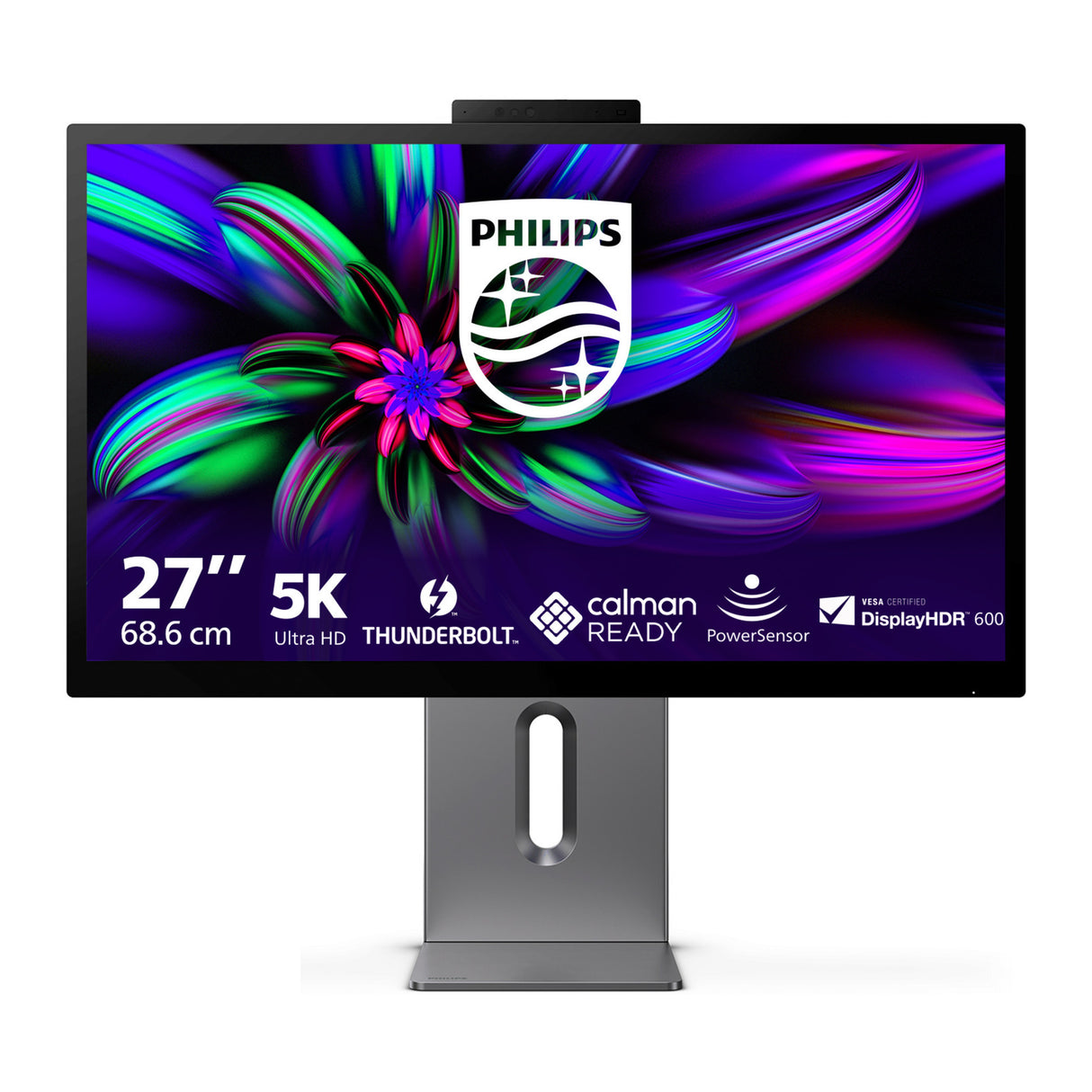Philips brilliance 27e3u7903 27 5k uhd monitor (grijs, hdmi, 2x usb-a, usb-c, thunderbolt 4, rj-45, webcam)