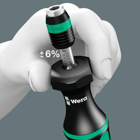 Wera 7440 41 42 Kraftform Drehmomentschraubendreher-Set 0,3-6,0 nm (schwarz grün, 27-teilig, mit Rapidaptor Schnellspannbohrfutter)