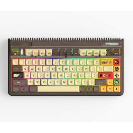 Iqunix OG80 Happy Ape kabellose mechanische Tastatur (schwarz, US-Layout (QWERTY), Iqunix Moonstone Turbo, 80 % (TKL), RGB-LEDs, Hot-Swap-fähig, PBT, 2,4 GHz | Bluetooth 5.1 | USB-C)