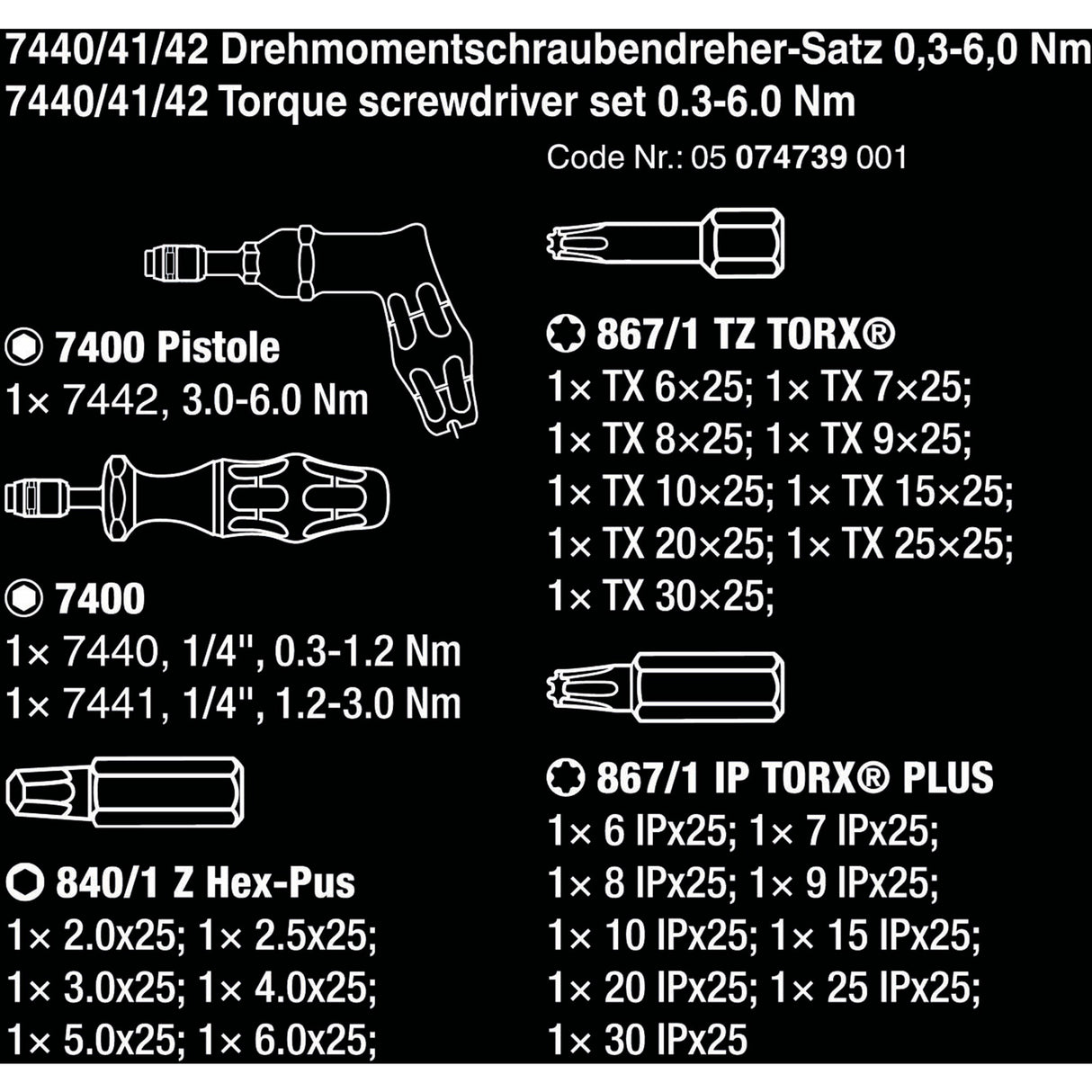 Wera 7440 41 42 Kraftform Drehmomentschraubendreher-Set 0,3-6,0 nm (schwarz grün, 27-teilig, mit Rapidaptor Schnellspannbohrfutter)