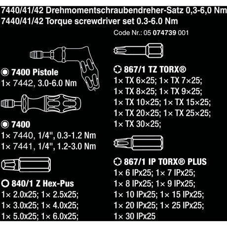 Wera 7440 41 42 Kraftform Drehmomentschraubendreher-Set 0,3-6,0 nm (schwarz grün, 27-teilig, mit Rapidaptor Schnellspannbohrfutter)